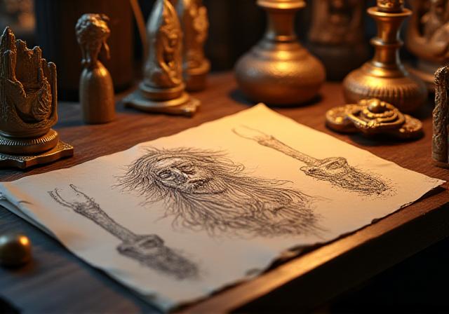 Artisanal mythological studio background with golden light